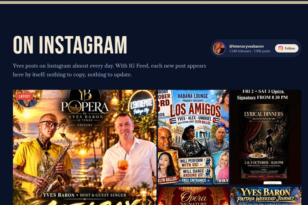 Instagram posts shown on a website
